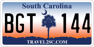 SC license plate BGT144