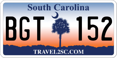 SC license plate BGT152