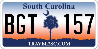 SC license plate BGT157