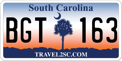 SC license plate BGT163