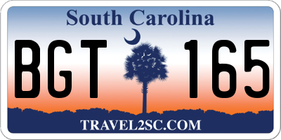 SC license plate BGT165