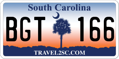 SC license plate BGT166