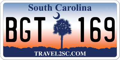 SC license plate BGT169