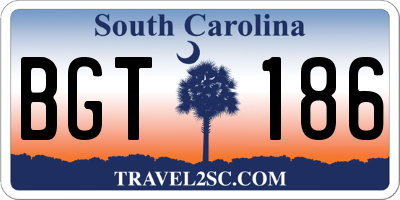 SC license plate BGT186