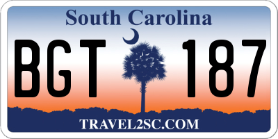 SC license plate BGT187