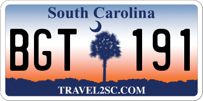 SC license plate BGT191