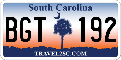SC license plate BGT192