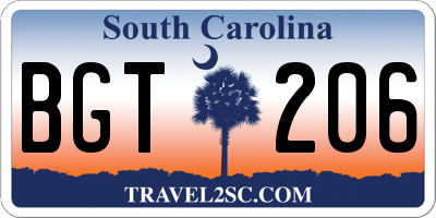 SC license plate BGT206