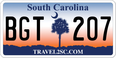 SC license plate BGT207