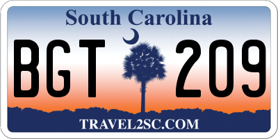 SC license plate BGT209