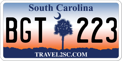 SC license plate BGT223