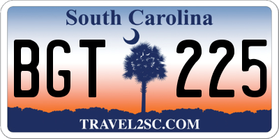 SC license plate BGT225