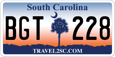 SC license plate BGT228