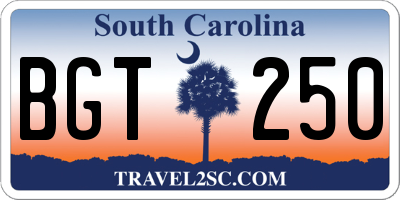 SC license plate BGT250