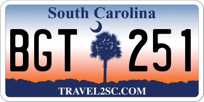 SC license plate BGT251