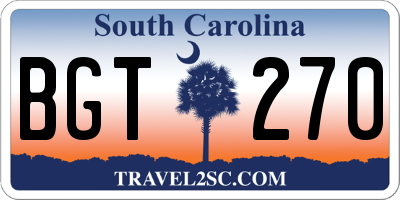 SC license plate BGT270
