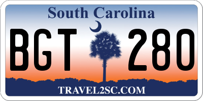 SC license plate BGT280