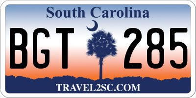SC license plate BGT285