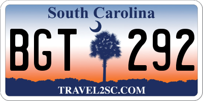 SC license plate BGT292