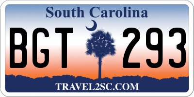 SC license plate BGT293