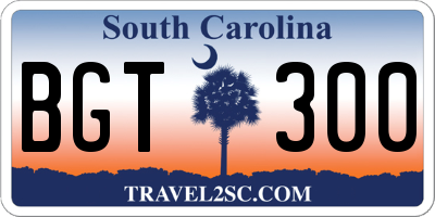 SC license plate BGT300