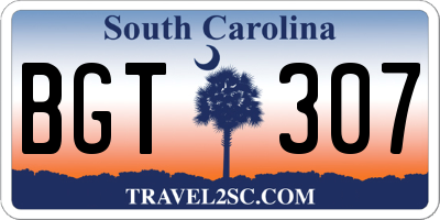 SC license plate BGT307