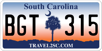 SC license plate BGT315