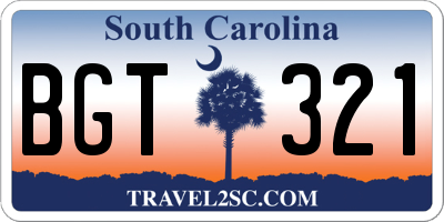 SC license plate BGT321