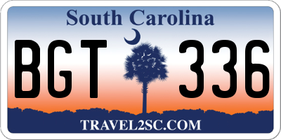 SC license plate BGT336