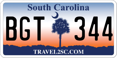 SC license plate BGT344