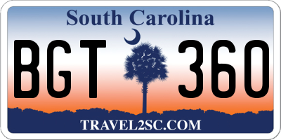 SC license plate BGT360