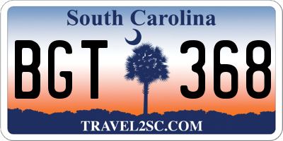 SC license plate BGT368