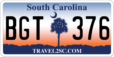 SC license plate BGT376