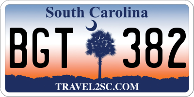 SC license plate BGT382
