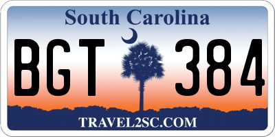 SC license plate BGT384