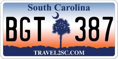 SC license plate BGT387