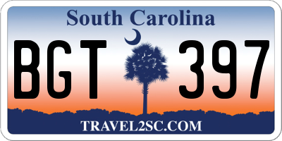 SC license plate BGT397