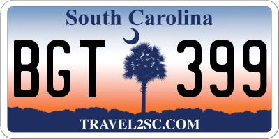 SC license plate BGT399