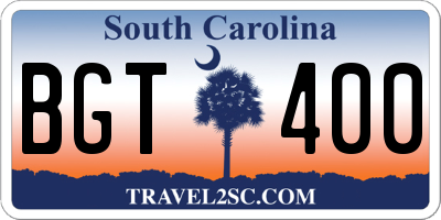 SC license plate BGT400