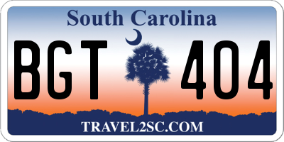 SC license plate BGT404