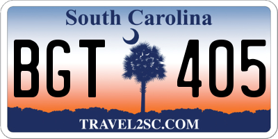 SC license plate BGT405