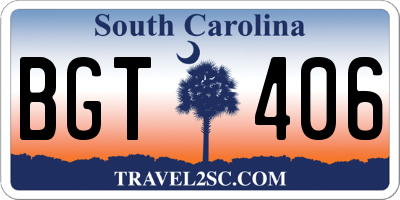 SC license plate BGT406