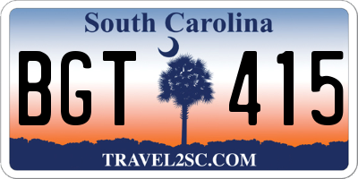 SC license plate BGT415
