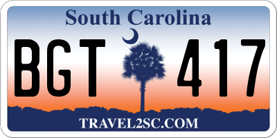 SC license plate BGT417