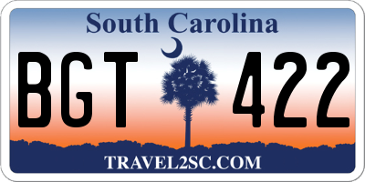 SC license plate BGT422