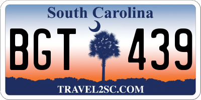 SC license plate BGT439