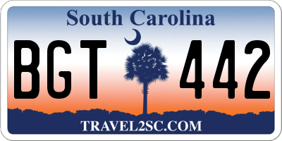 SC license plate BGT442