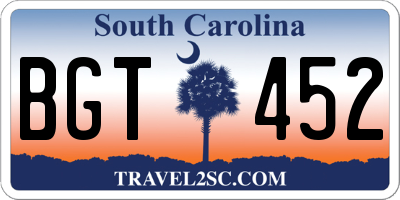 SC license plate BGT452
