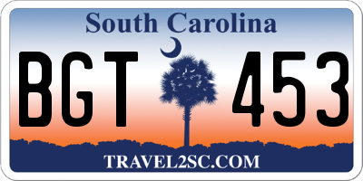 SC license plate BGT453