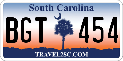SC license plate BGT454